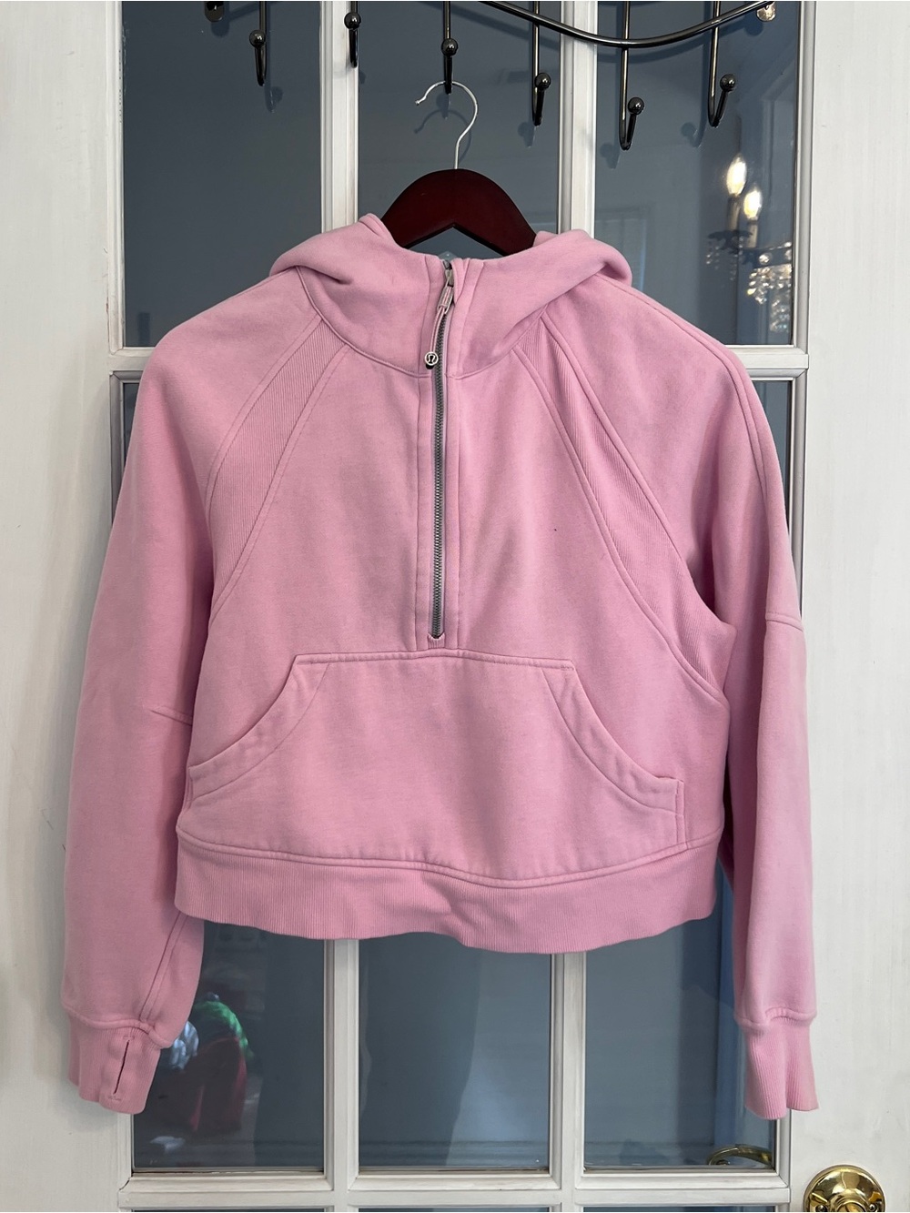 LULULEMON Scuba Oversized Half Zip Hoodie Pink Cropped Pullover XS/S